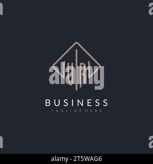 VR initial logo with curved rectangle style design ideas Stock Vector