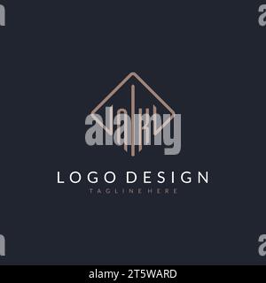 NK initial logo with curved rectangle style design ideas Stock Vector