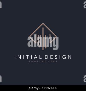 VL initial logo with curved rectangle style design ideas Stock Vector