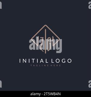 ZG initial logo with curved rectangle style design ideas Stock Vector