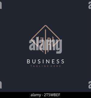 ZR initial logo with curved rectangle style design ideas Stock Vector
