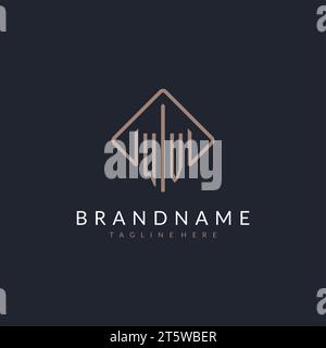WV initial logo with curved rectangle style design ideas Stock Vector