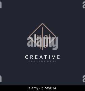 WQ initial logo with curved rectangle style design ideas Stock Vector