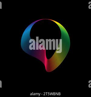Sound wave, equalizer rainbow color gradient. Modern future technology. Vector geometric abstract element isolated on black background Stock Vector