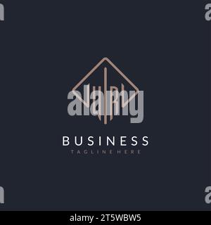 WR initial logo with curved rectangle style design ideas Stock Vector