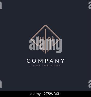 WN initial logo with curved rectangle style design ideas Stock Vector