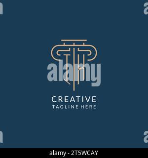 IX initial with monoline pillar logo style, luxury monogram logo design ...