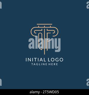 Initial letter OF pillar logo, law firm logo design inspiration vector graphic Stock Vector