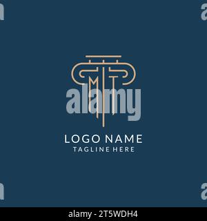MT initial with pillar logo design, luxury law office logo style design ...