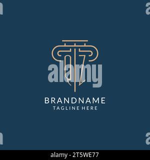 QZ initial with pillar shape logo design, creative monogram logo design ...