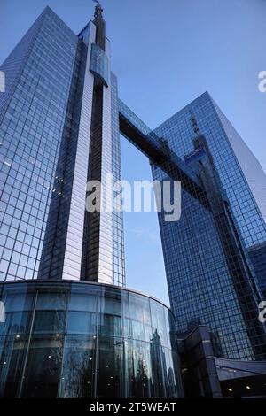 Brussels , Brabant, Belgium 11 06 2023 Vertical closeup on the Belgacom, Proximus Twin towers skyscraper in Brussels North in the morning light Stock Photo