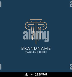 VM initial monogram with pillar shape logo design inspiration Stock ...