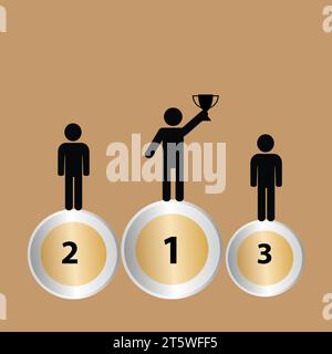 Silhouettes of three persons on a podium, winners concept Stock Vector