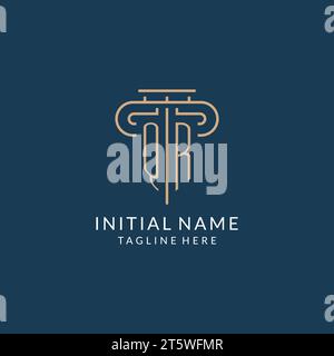 initial monogram QR with monoline pillar logo design ideas Stock Vector ...