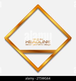 Luxury golden abstract geometric shape logo. Technology vector background Stock Vector