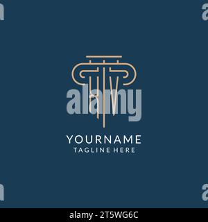 XV initial with monoline pillar logo style, luxury monogram logo design ...