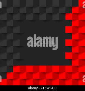 Contrast red black abstract mosaic background. Vector geometric design Stock Vector