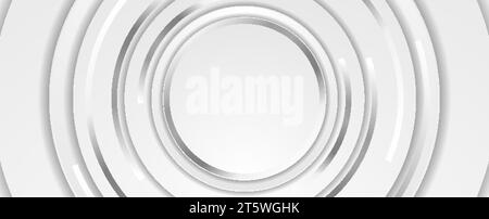 Technology abstract background with silver metallic round shapes. Geometric vector design Stock Vector