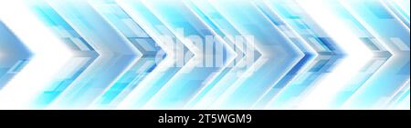 Technology blue abstract shiny background with arrows. Vector digital banner design Stock Vector