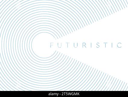 Blue circular lines abstract futuristic technology background. Vector design Stock Vector