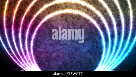 Colorful neon laser circles technology grunge abstract background. Vector illustration Stock Vector