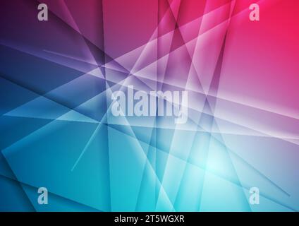 Bright blue pink glossy stripes abstract background. Vector artistic geometric design Stock Vector