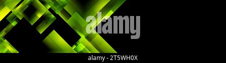 Glossy green squares abstract geometric background. Technology vector banner design Stock Vector