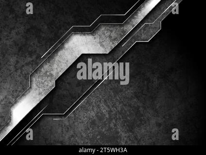 Black and metallic grunge abstract technology background. Vector illustration Stock Vector
