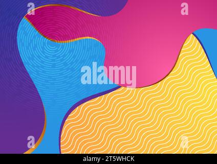 Minimal colorful waves abstract retro geometric background. Vector design Stock Vector