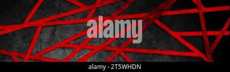 Black and red grunge grid pattern abstract background. Geometric tech vector banner design Stock Vector