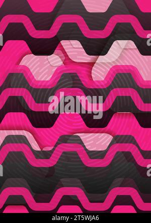 Retro geometric abstract black and pink background with hexagons. Vector futuristic illustration Stock Vector