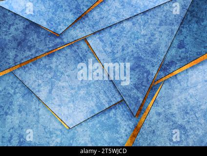 Blue and golden corporate material grunge abstract vector background Stock Vector