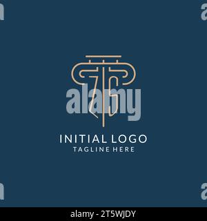 ZS initial with monoline pillar logo style, luxury monogram logo design ...