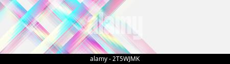 Holographic glossy pixelated stripes geometric abstract tech banner. Vector art colorful background Stock Vector