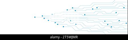 Tech blue white futuristic circuit board abstract banner. Web header vector background Stock Vector