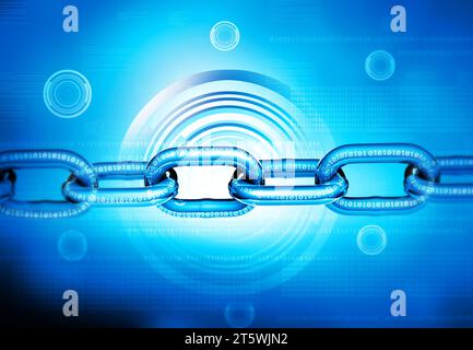 Binary chain, cyber security concept background. 3d illustration Stock Photo