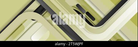 Grey and green minimal geometric abstract technology banner. Vector background Stock Vector