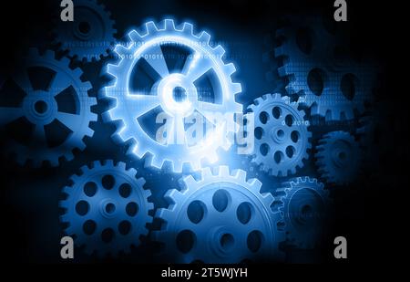 Gears and cogwheel background. modern mechanism. 3d illustration Stock Photo