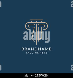 ZW initial with monoline pillar logo style, luxury monogram logo design ...