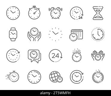 Time and clock line icons. Timer, Alarm and Smartwatch. Vector Stock Vector