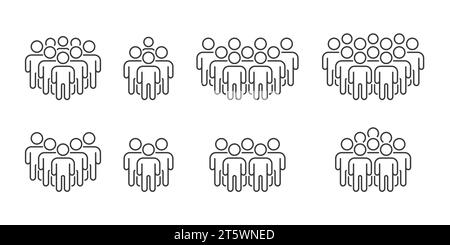 People icon set. Crowd signs. Persons symbol in line design. Vector Stock Vector