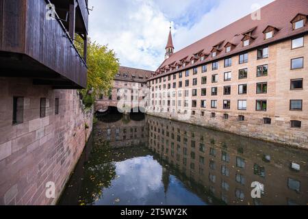 Nuremberg, Germany old town on the Pegnitz River. Beautiful panoramic view of the historical center of Nuremberg. Germany in autumn. Travel in Germany Stock Photo