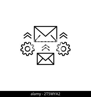 Email automation service line icon on white Stock Vector