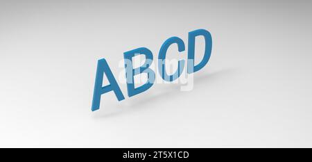 3D font 'ABCD' in white background, computer generated images Stock Photo