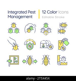 Customizable line icons set for integrated pest management Stock Vector