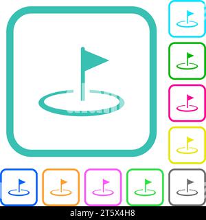 Golf flag vivid colored flat icons in curved borders on white background Stock Vector