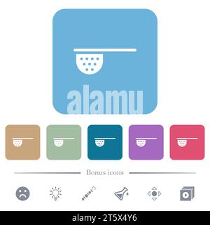 Tea stainer white flat icons on color rounded square backgrounds. 6 bonus icons included Stock Vector