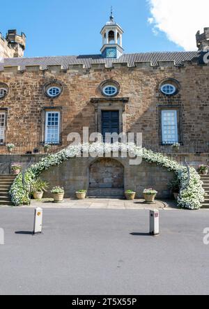 Lumley Castle is a 14th-century quadrangular castle at Chester-le-Street in the North of England, Stock Photo