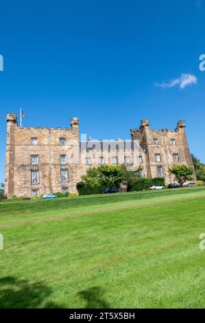 Lumley Castle is a 14th-century quadrangular castle at Chester-le-Street in the North of England, Stock Photo