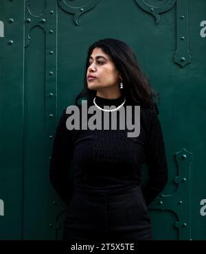 Paris, France. 15th Apr, 2022. Michael Bunel/Le Pictorium - Rima Hassan Mobarak portrait - 15/04/2022 - France/Ile-de-France (region)/Paris - Portrait of Rima Hassan Mobarak, Palestinian refugee and Founding President of the Observatory of Refugee Camps. April 15, 2022. Paris, France. Credit: LE PICTORIUM/Alamy Live News Stock Photo